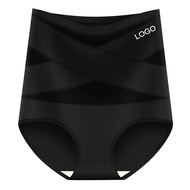 European American High-Waisted Plus-Size Women's Underwear Cross-Border Exclusive Firm Tummy Control Briefs in Silk