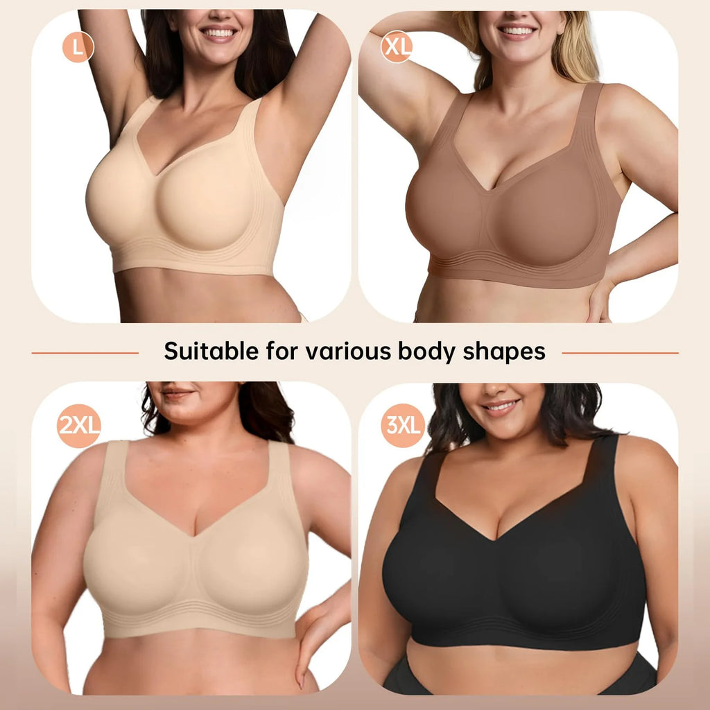 Women's Wireless Soft Support Jelly Bra Plus Size Seamless Invisible Underwear Push-Up Comfortable Thin Style