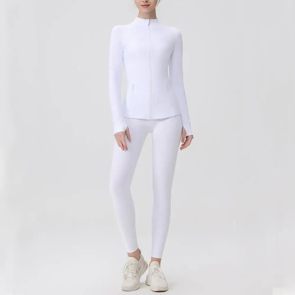 Breathable Seamless Quick Dry Plus Size Outdoor Sportswear Windproof Women Gym Yoga Jacket Set