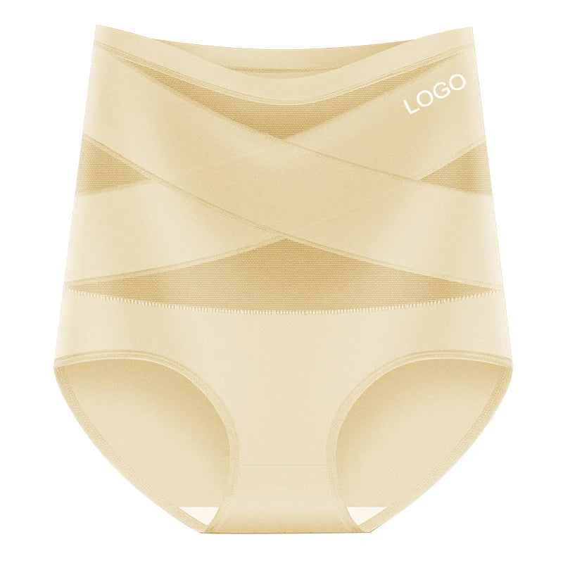 European American High-Waisted Plus-Size Women's Underwear Cross-Border Exclusive Firm Tummy Control Briefs in Silk