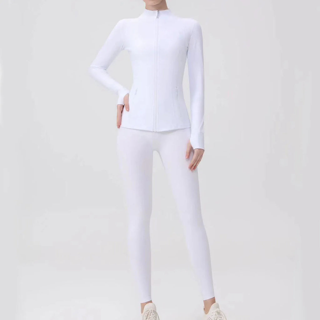 Breathable Seamless Quick Dry Plus Size Outdoor Sportswear Windproof Women Gym Yoga Jacket Set