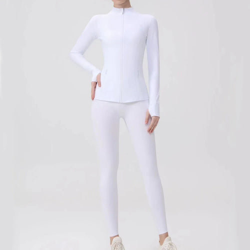 Breathable Seamless Quick Dry Plus Size Outdoor Sportswear Windproof Women Gym Yoga Jacket Set