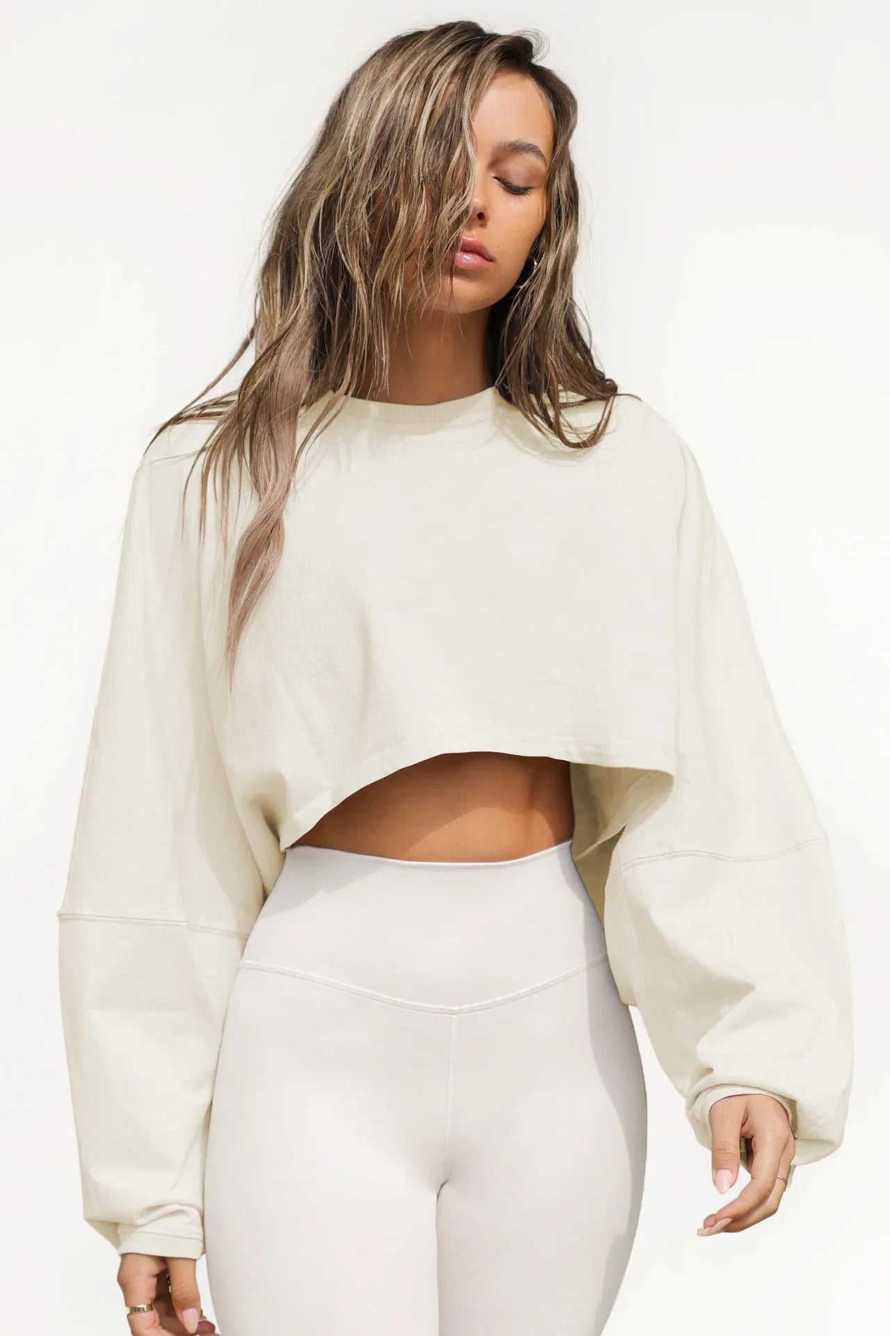 2026 Cute Women's Navel Crewneck Short Sports Base Knitted Long Sleeve Sweater