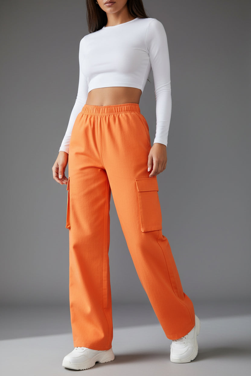 Trending Products 2026 New Arrivals Summer Women Cargo Pants With Pockets Straight Loose High Waist Ladies Pants Trousers