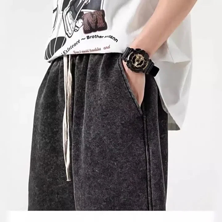 Custom 100% Cotton Casual Streetwear Sweat Shorts Men Sweat Short Distressed Vintage Acid Wash Shorts