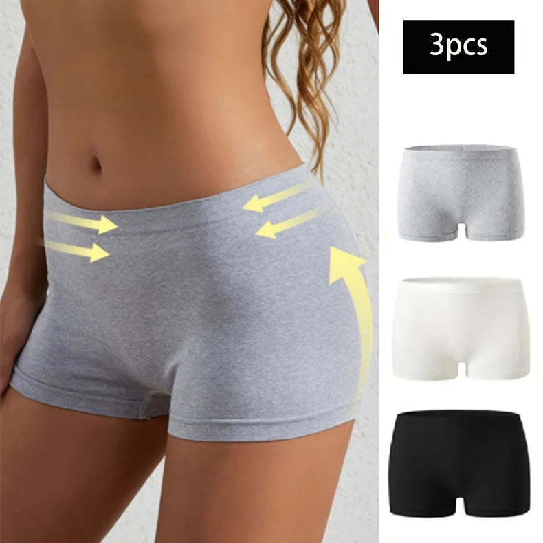 3PCS Women's Cotton Underwear Be Durable Boxer Briefs Underwear for Women in Stock
