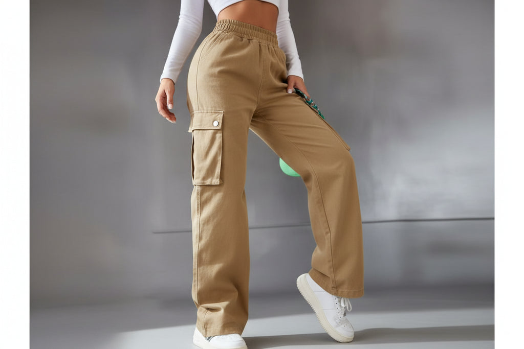 Trending Products 2026 New Arrivals Summer Women Cargo Pants With Pockets Straight Loose High Waist Ladies Pants Trousers