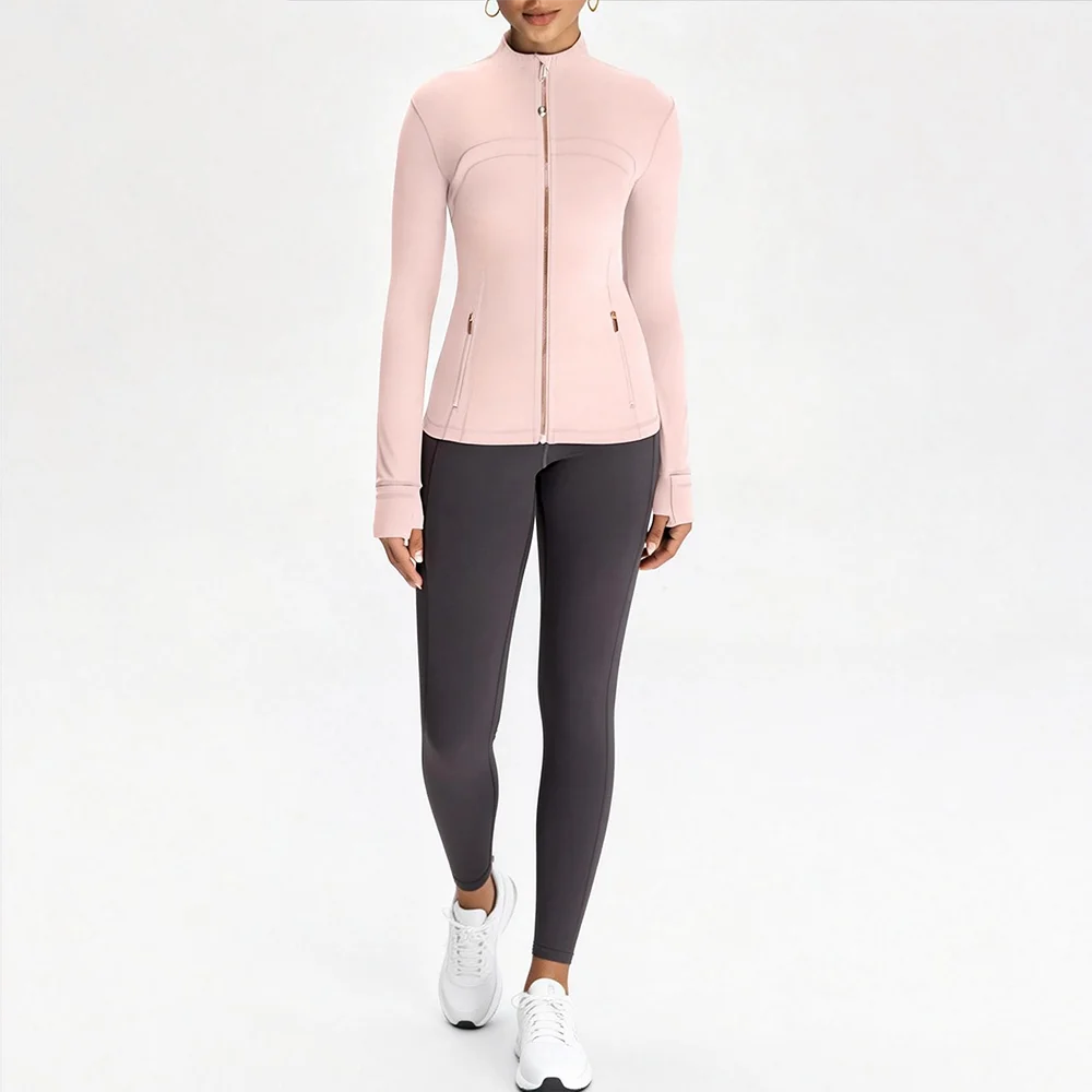 Breathable Seamless Quick Dry Plus Size Outdoor Sportswear Windproof Women Gym Yoga Jacket Set