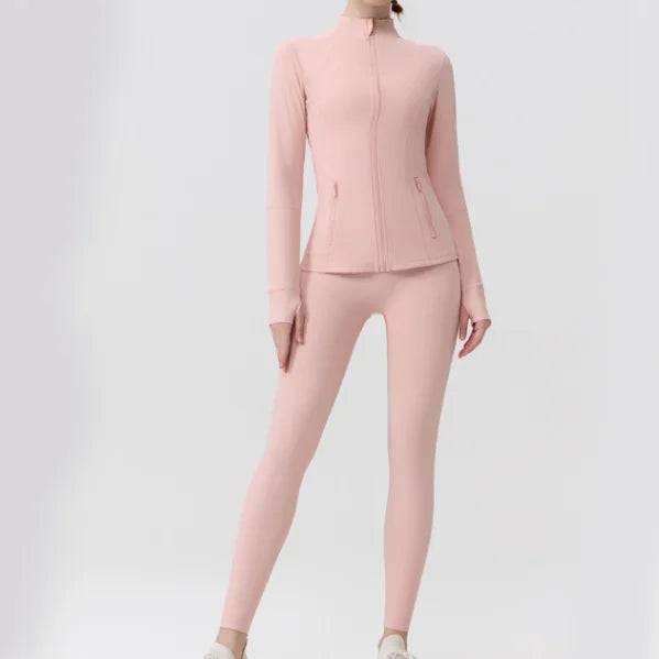 Breathable Seamless Quick Dry Plus Size Outdoor Sportswear Windproof Women Gym Yoga Jacket Set