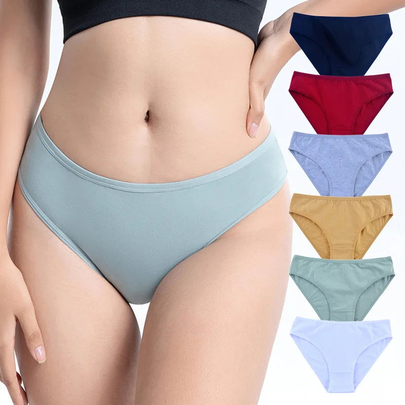 M-XL New Cotton Lingerie Panties Women Underwear Solid Color Briefs Sexy Lingerie Female Underpants Comfort Intimates