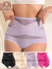 European American High-Waisted Plus-Size Women's Underwear Cross-Border Exclusive Firm Tummy Control Briefs in Silk