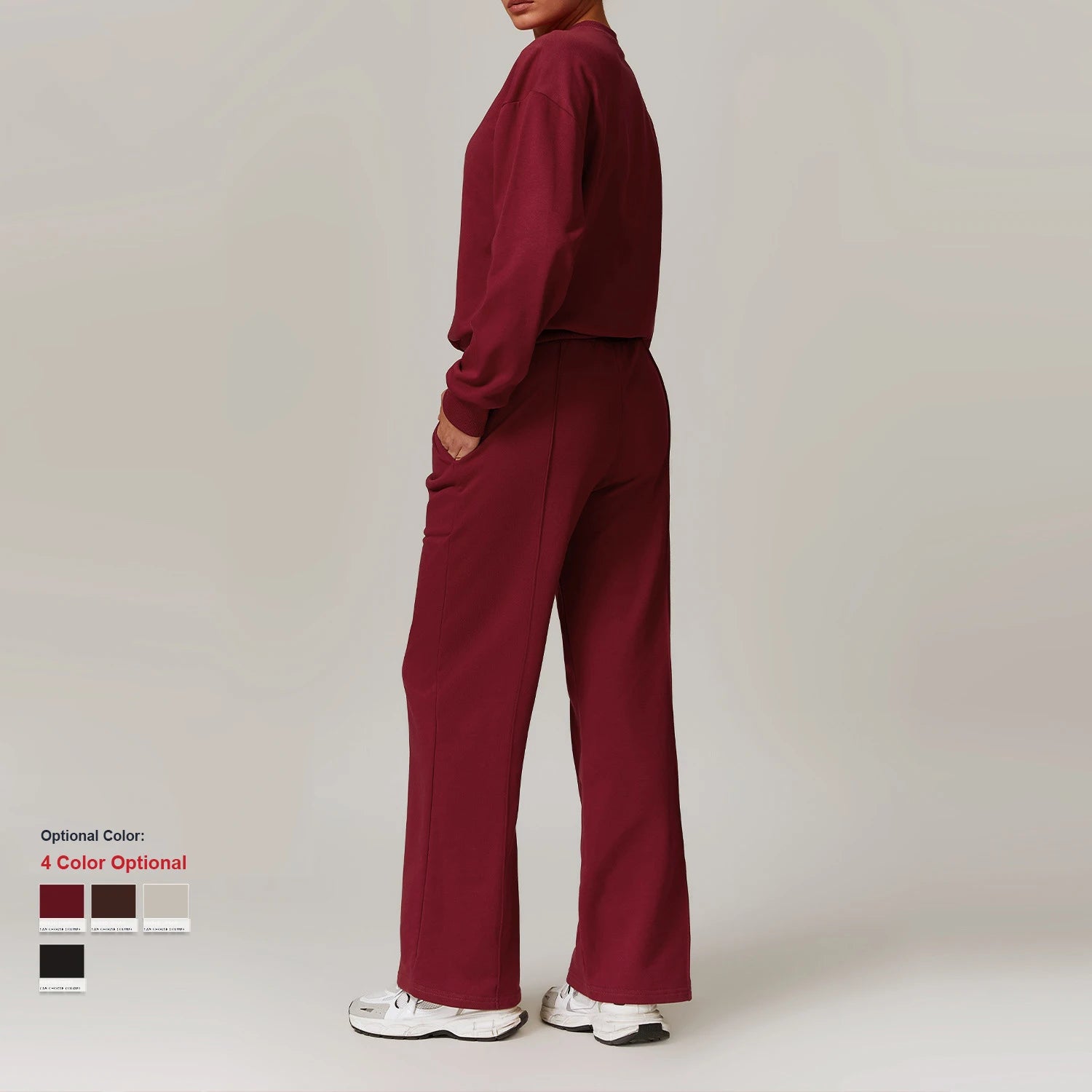 Custom High-quality Casual Sports Sweatshirt Women's High Waist Wide-leg Long-sleeved Jogging Clothes Gym Running Fitness Set (each piece sold separately)