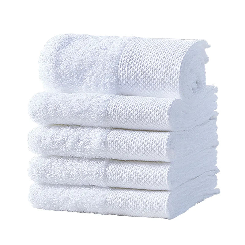 5-Star Hotel Quality 100% Cotton White Custom Hand Towels Solid Color Woven Bathroom Linen Face Bath Towel Set for Luxury