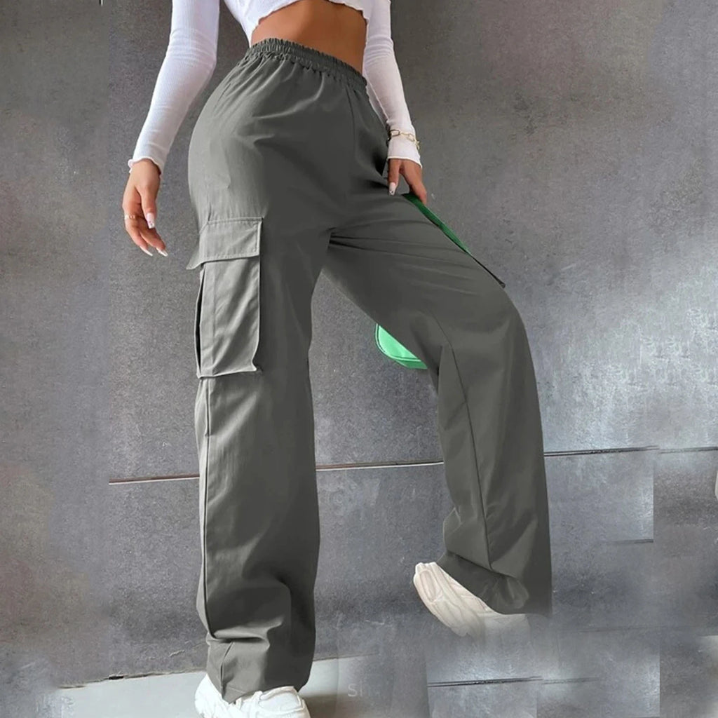 Trending Products 2026 New Arrivals Summer Women Cargo Pants With Pockets Straight Loose High Waist Ladies Pants Trousers