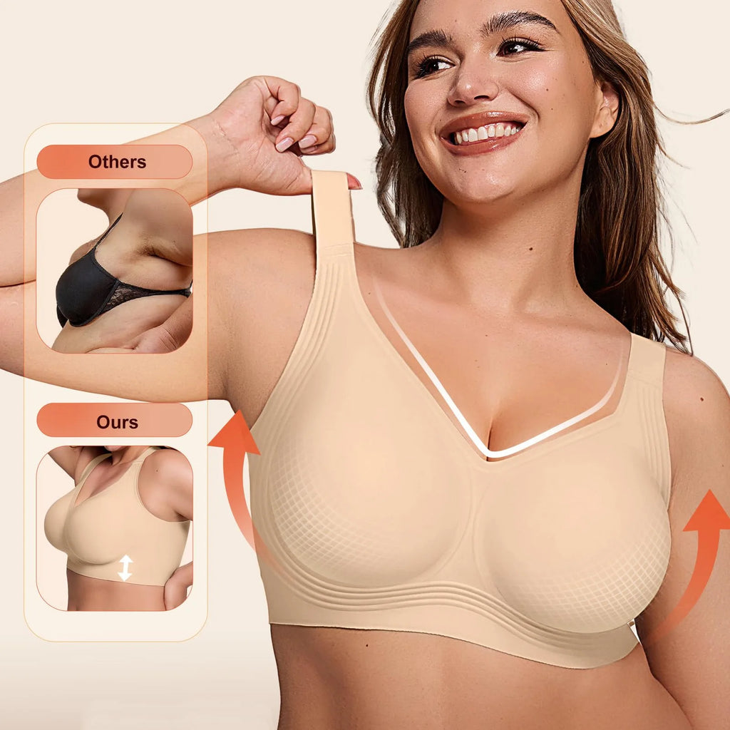 Women's Wireless Soft Support Jelly Bra Plus Size Seamless Invisible Underwear Push-Up Comfortable Thin Style
