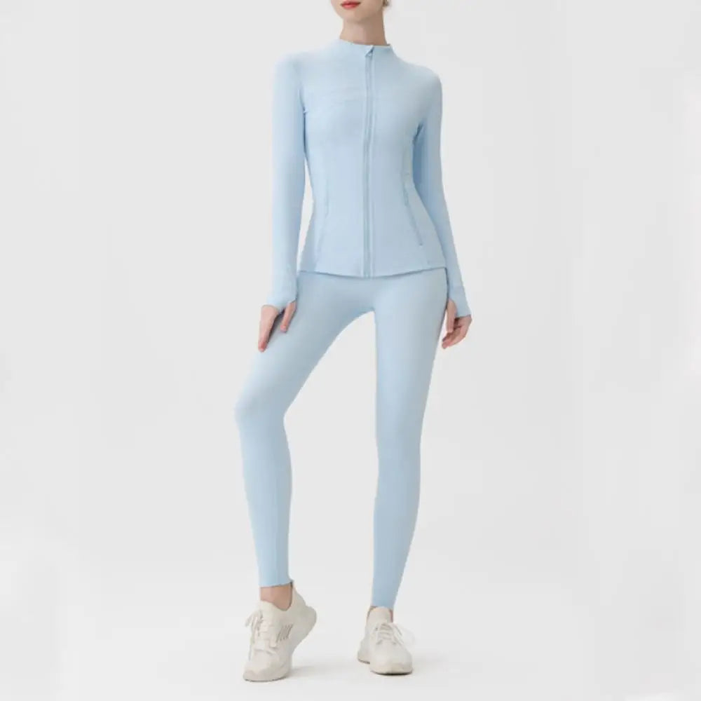 Breathable Seamless Quick Dry Plus Size Outdoor Sportswear Windproof Women Gym Yoga Jacket Set