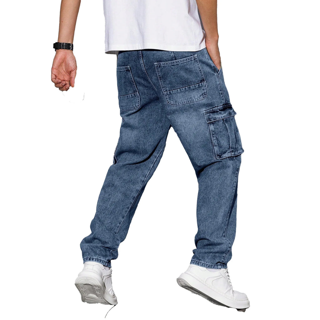 Men's Straight-Leg Denim Jeans | Multi-Pocket Washed Fit