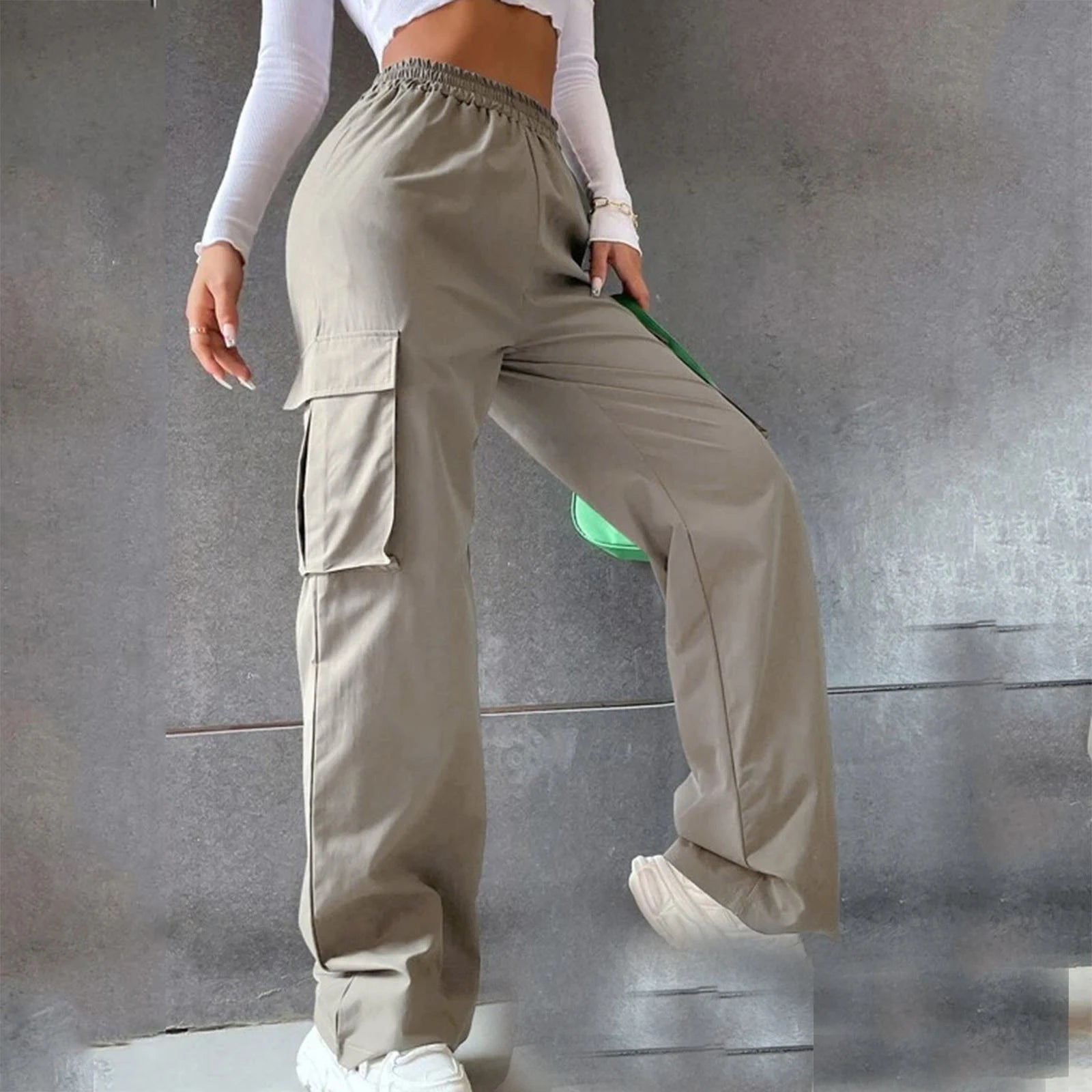 Trending Products 2026 New Arrivals Summer Women Cargo Pants With Pockets Straight Loose High Waist Ladies Pants Trousers