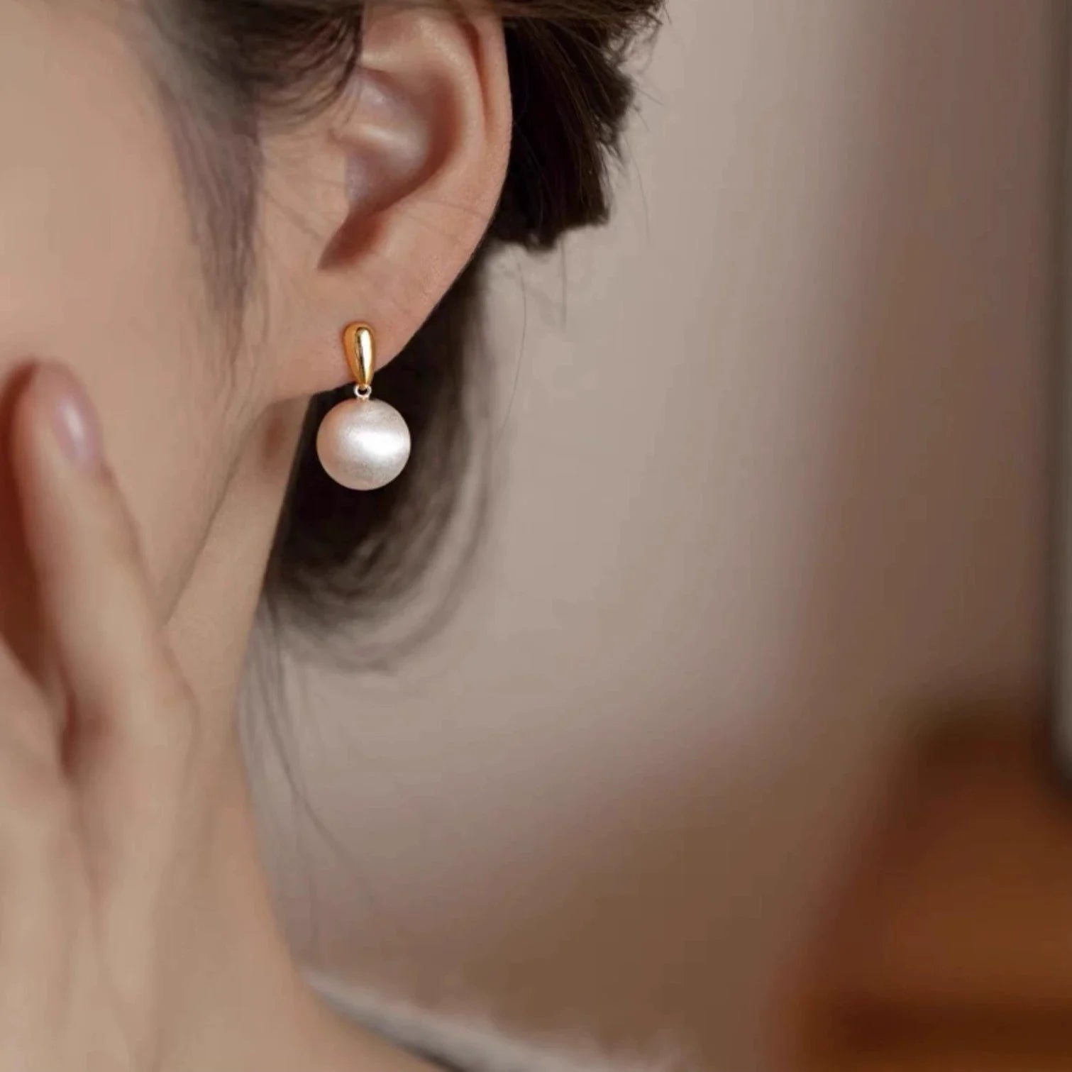 XIYANIKE Gold Silver Colour Contrasting Metal Brushed Ball Pendant Stud Earrings For Women Fashion New Jewelry Gift Party Rock