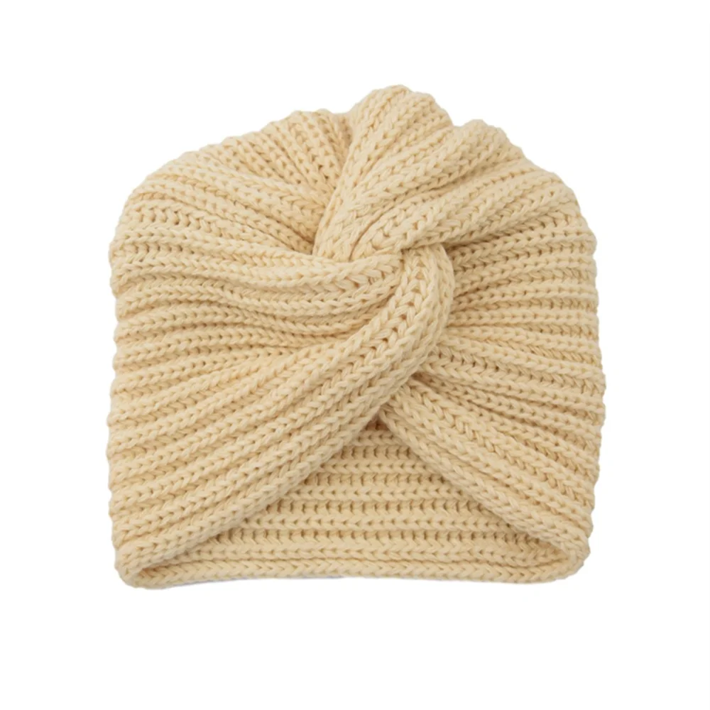 Women's Knitted Turban Hat Bohemia Cashmere Cross Wrap Head Lndian Wool Bonnet Turbante Cap