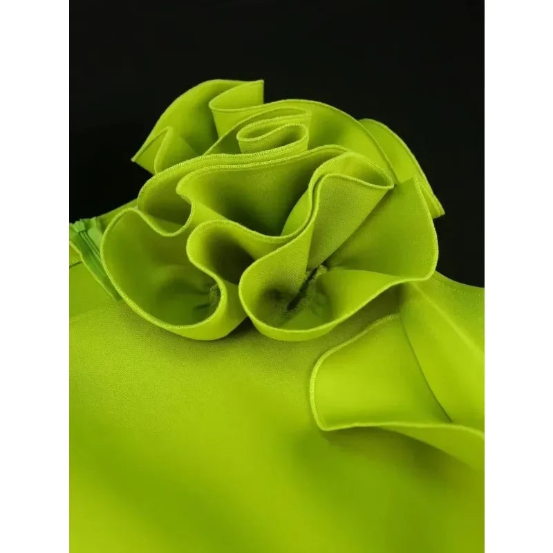 New Women Sweet and Cute Party Evening Dress with 3D Flower Sleeveless Knee Length Elegant Cocktail Celebration Dress