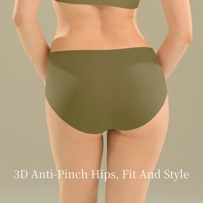 SUJIIN Women's Panties Seamless Underwear Invisibles Briefs Mid Waist 5A Antibacterial Breathable Moisture Wicking Underpants