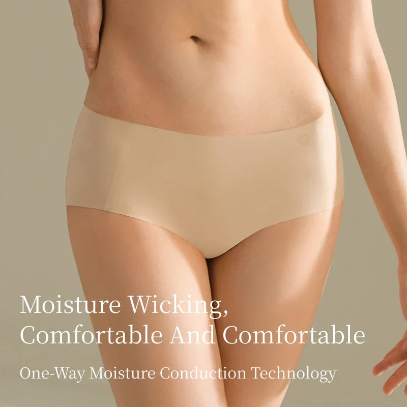SUJIIN Women's Panties Seamless Underwear Invisibles Briefs Mid Waist 5A Antibacterial Breathable Moisture Wicking Underpants