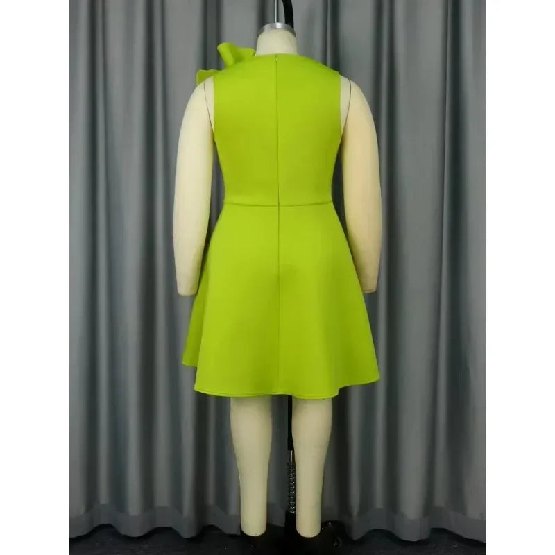 New Women Sweet and Cute Party Evening Dress with 3D Flower Sleeveless Knee Length Elegant Cocktail Celebration Dress