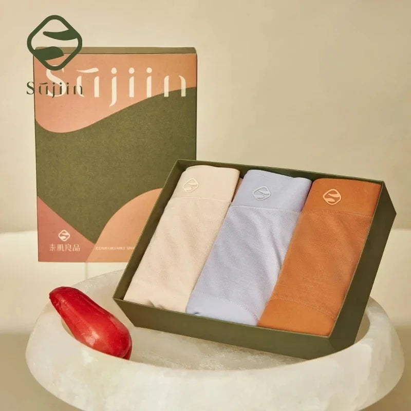 SUJIIN 3Pcs/Lot Panties for Women Seamless Comfortable Briefs Breathable 5A Antibacterial Intimate Stretch Female Underwear N166