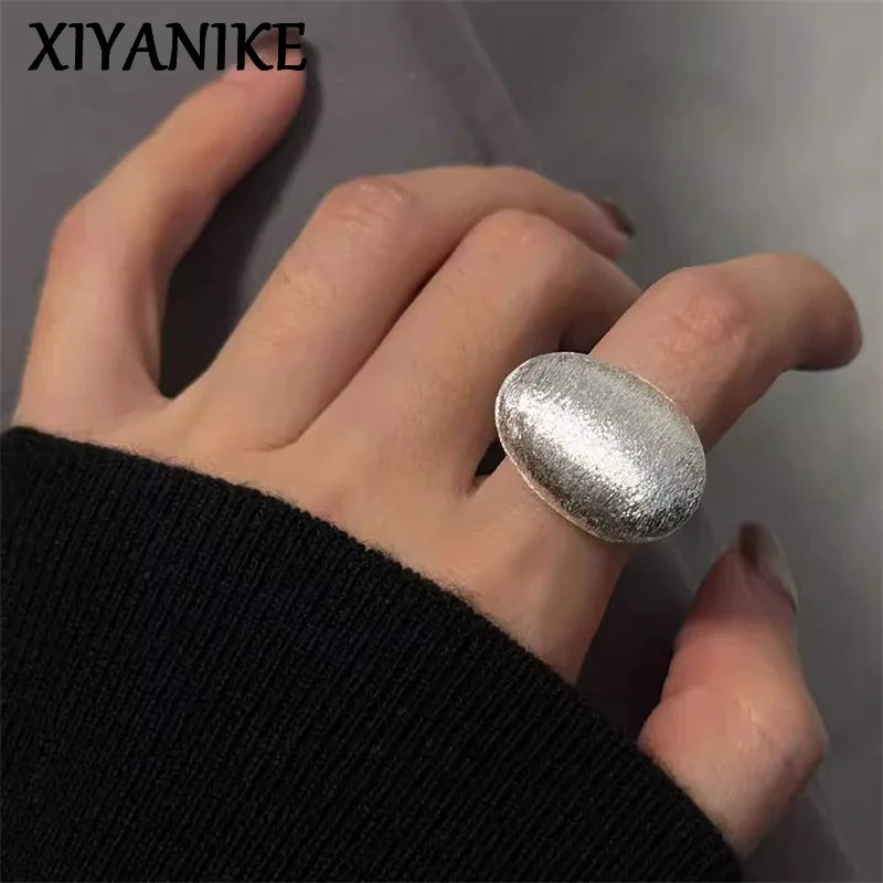 XIYANIKE Cool Shinning Brushed Ball Adjustable Finger Rings For Women Punk Fashion New Jewelry Gift Party Rock anillos mujer