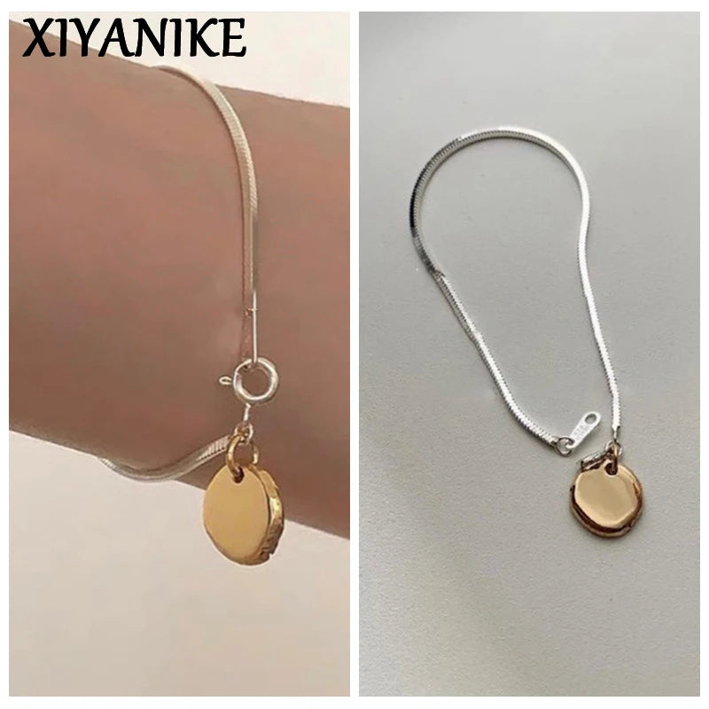 XIYANIKE Hip Pop Simple Round Chain Bracelets Bangle For Women Girls New Fashion Trendy Jewelry Friend Gift Party pulseras mujer