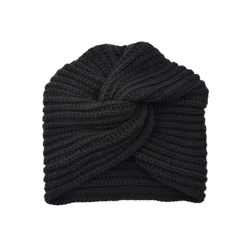 Women's Knitted Turban Hat Bohemia Cashmere Cross Wrap Head Lndian Wool Bonnet Turbante Cap