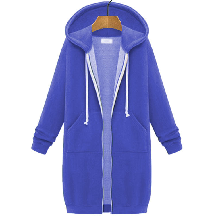 Women's Mid-length Hooded Long Sleeve Sweater