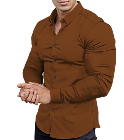 Bolubao Men Smart Casual Shirt Brand Fashion Solid Color