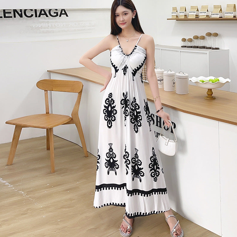 Womens Sleeveless Floral Print Slip Dress