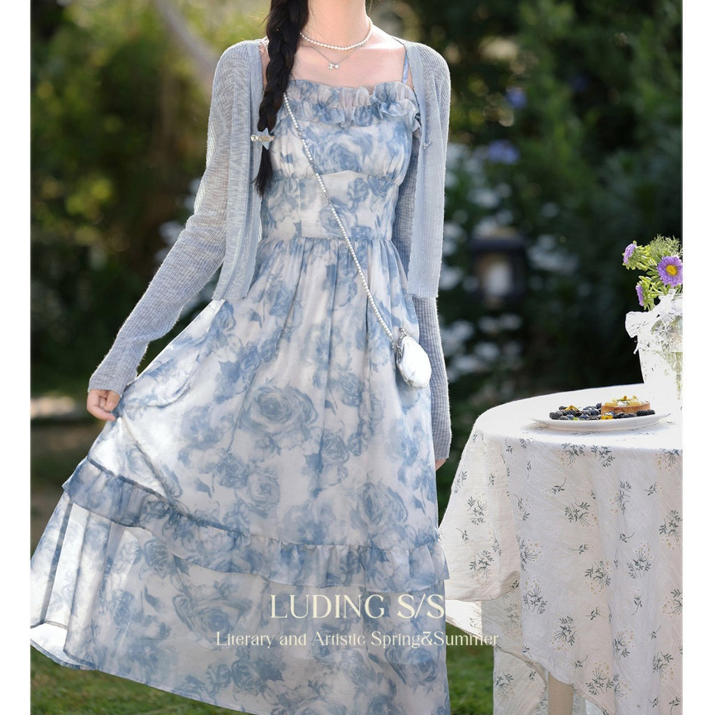 Strap-style French Ruffled Beach Dress