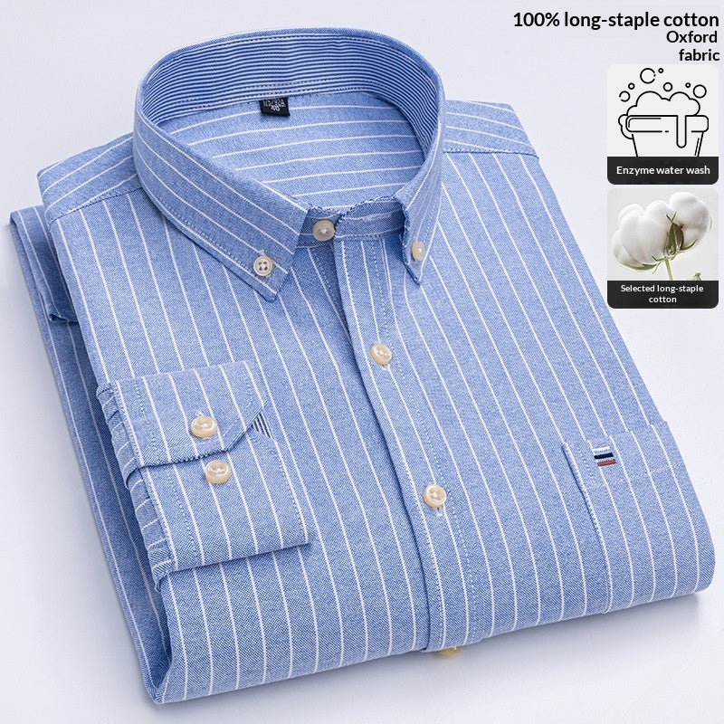 Plus-size Casual Plaid Shirt With Long Sleeves For Young And Middle-aged Men