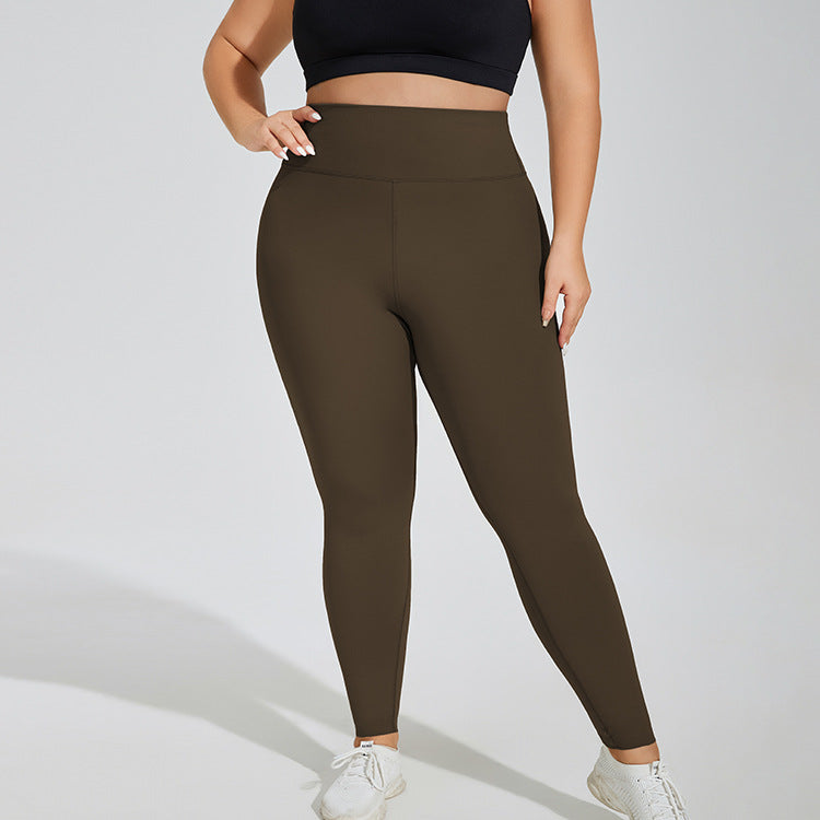 Plus Size Yoga Pants Nude Feel Breathable High Top Sports Fitness Pants