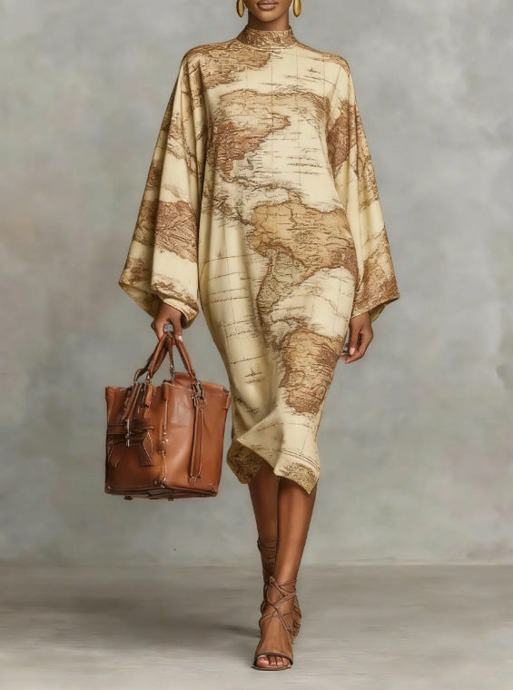 Digital Printing Fresh And Retro Flowy Dress