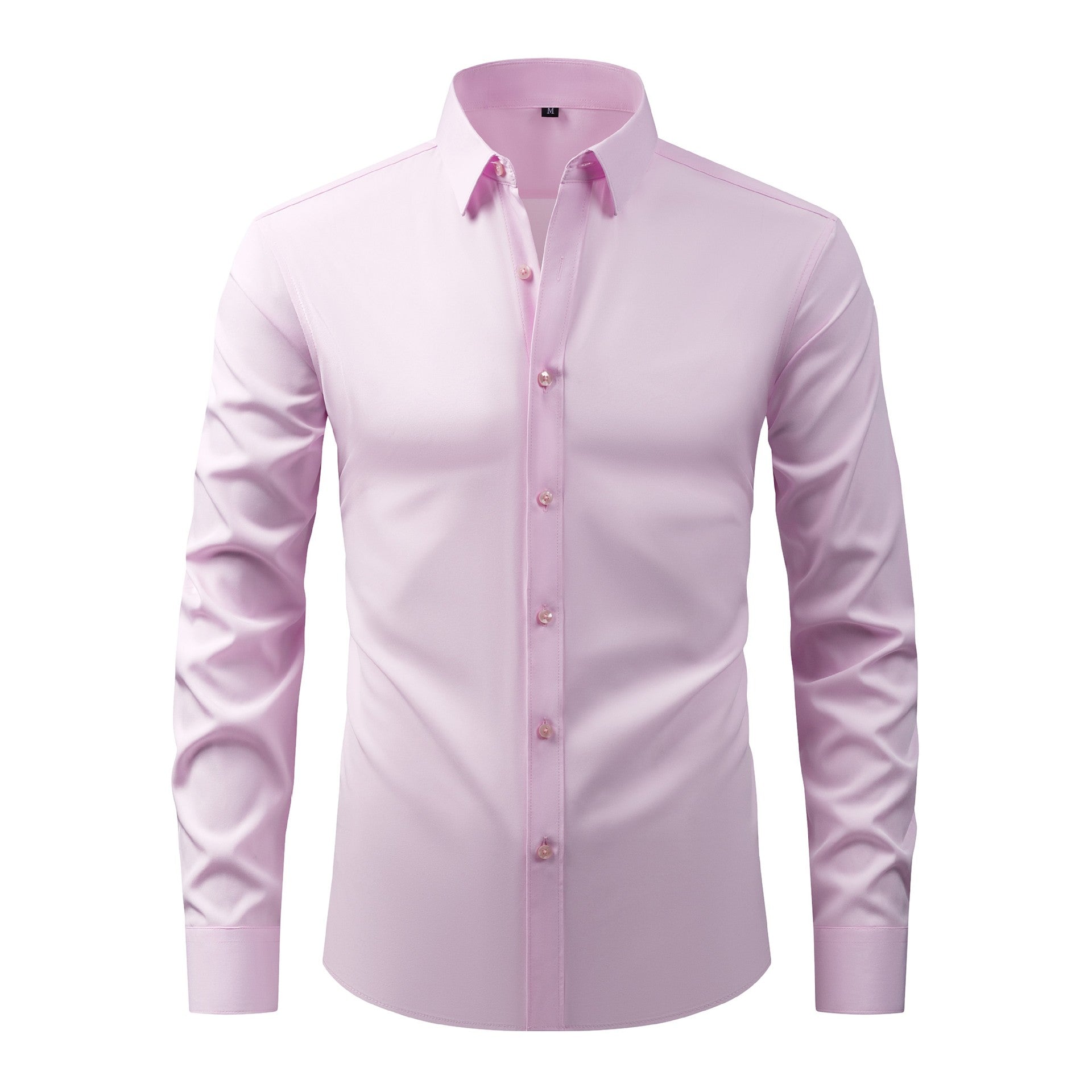 Full Elastic Force Natural Color Button Men's Plus Size Shirt