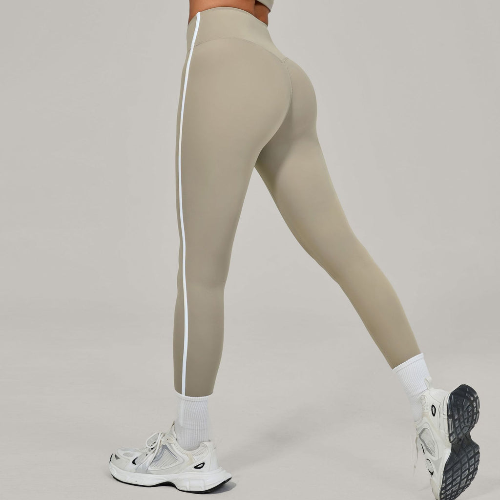 European And American-style High-waisted Yoga Pants With Invisible Pleats