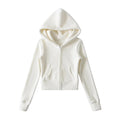American-style Cropped Fleece Hoodie For Petite Women