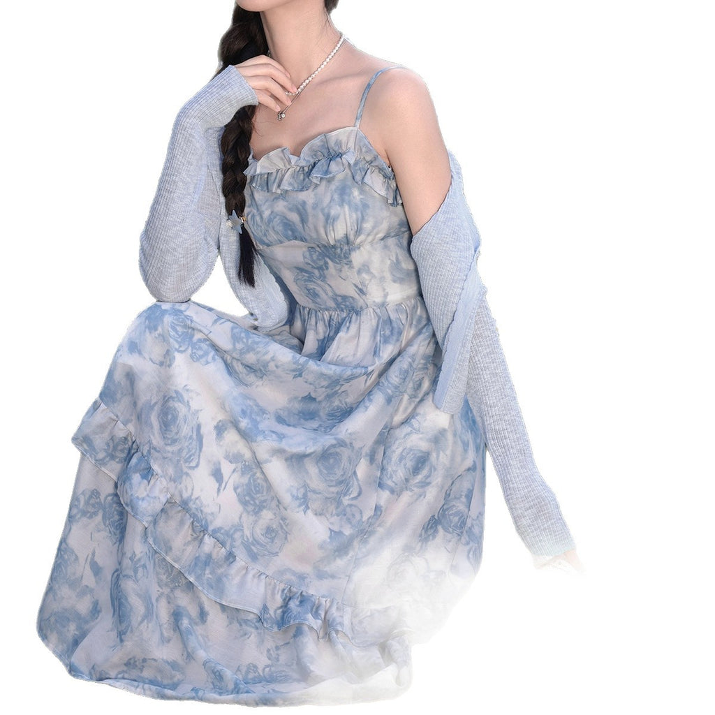 Strap-style French Ruffled Beach Dress