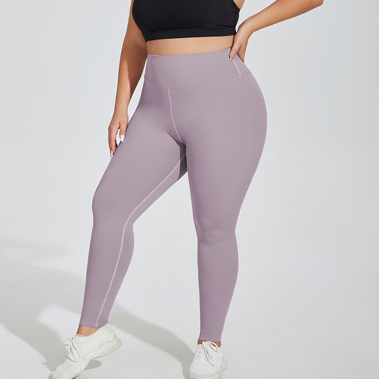 Plus Size Yoga Pants Nude Feel Breathable High Top Sports Fitness Pants