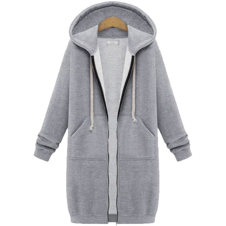 Women's Mid-length Hooded Long Sleeve Sweater