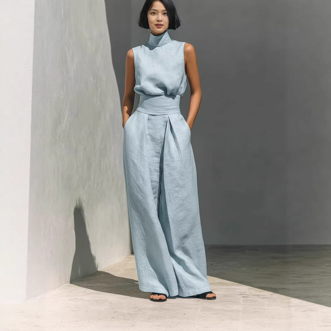 Cotton-Linen Sleeveless Set