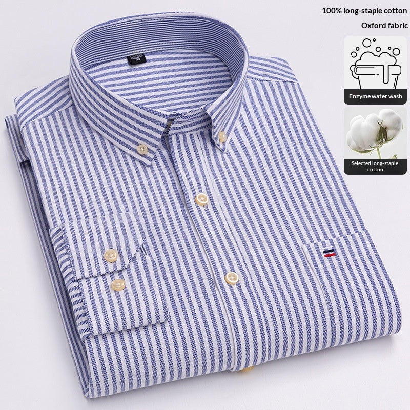 Plus-size Casual Plaid Shirt With Long Sleeves For Young And Middle-aged Men