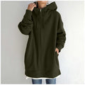 New Stylish Streetwear Long Fleece-lined Hoodie With A Zipper And Hood