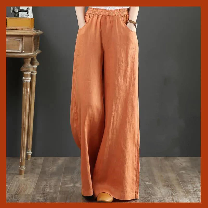 Wide Leg Linen Pants — Relaxed Fit