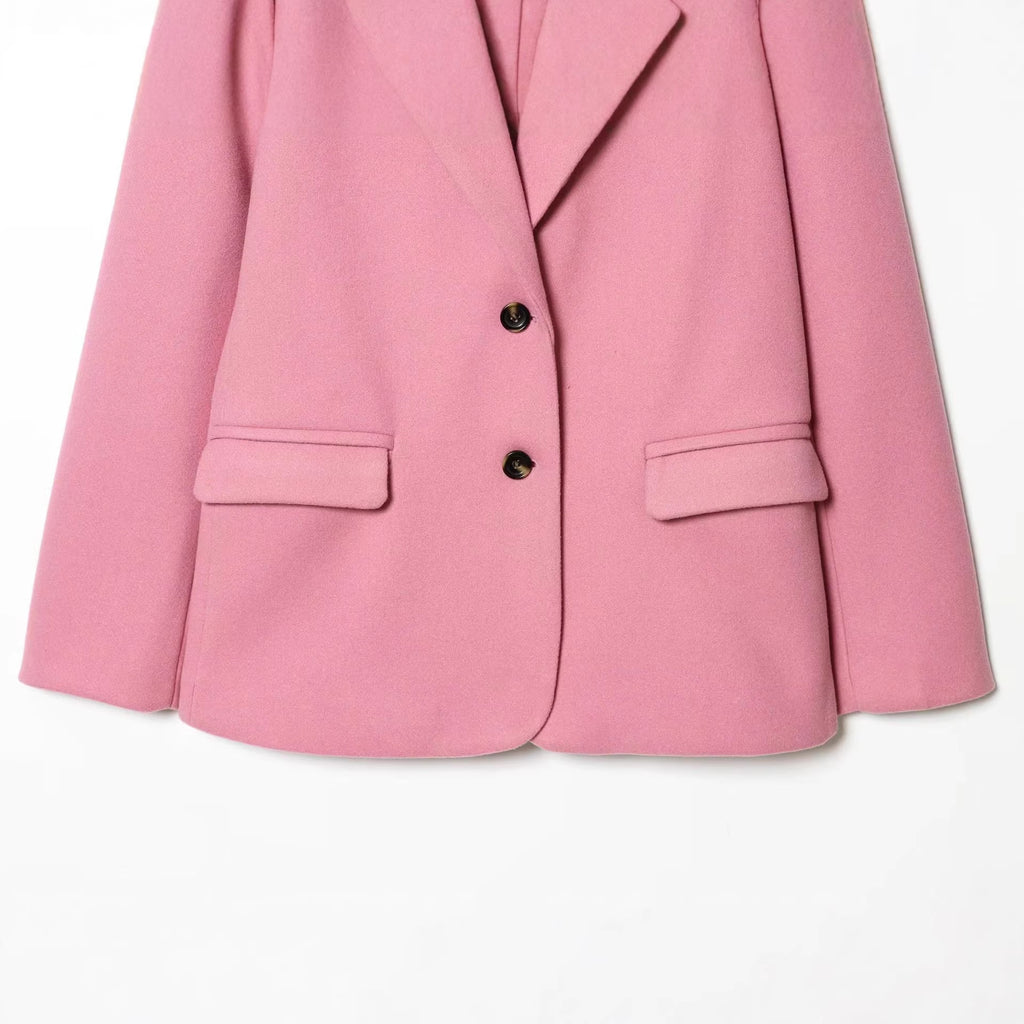 Womens Solid Color Casual Blazer With Long Sleeves
